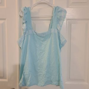 St.John Bay ox ruffled tank aqua